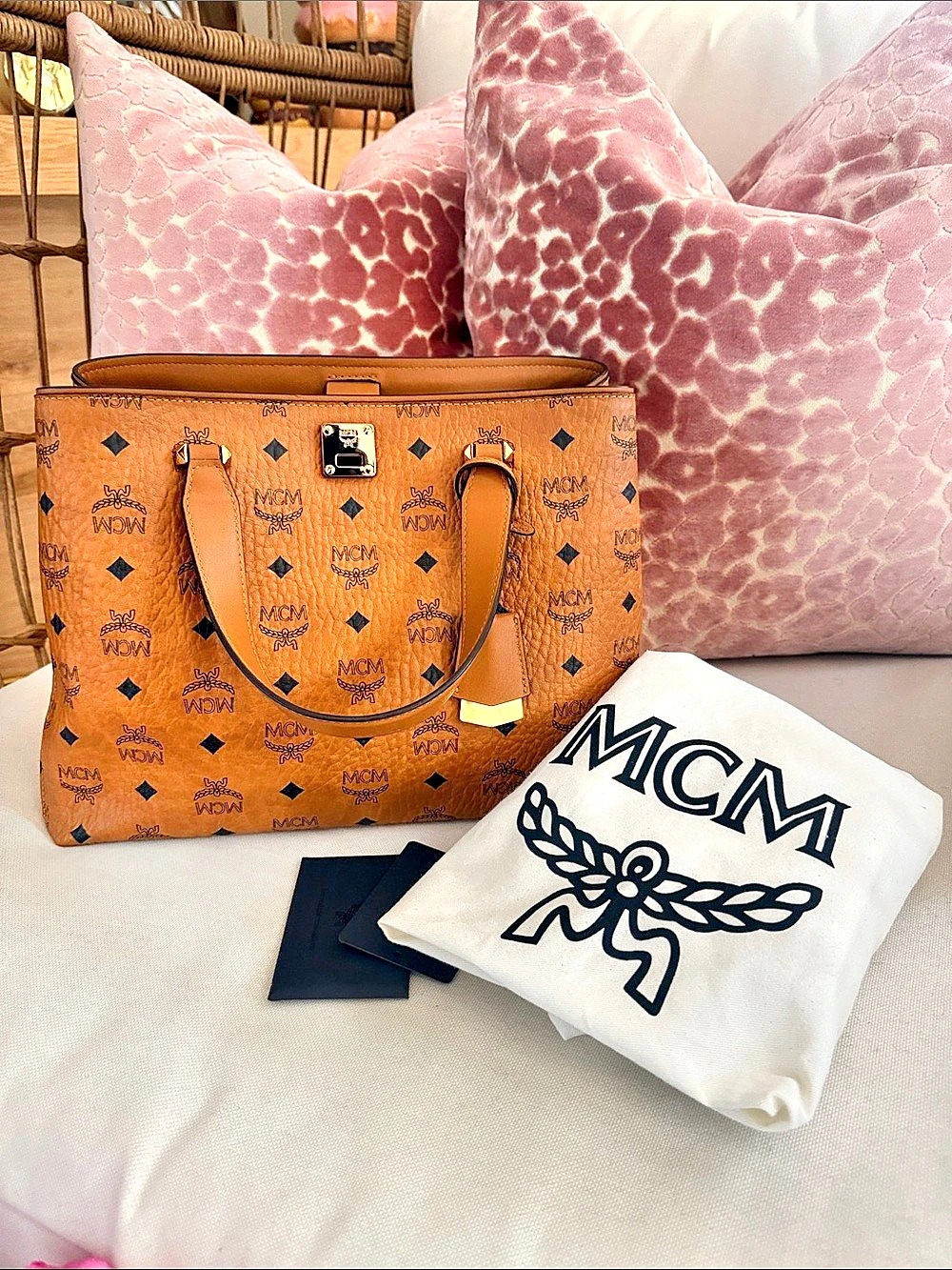 MCM purse bag satchel monogram tote medium new w tags